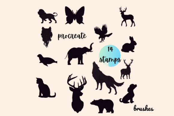 14 Animal Silhouette Procreate Brushes