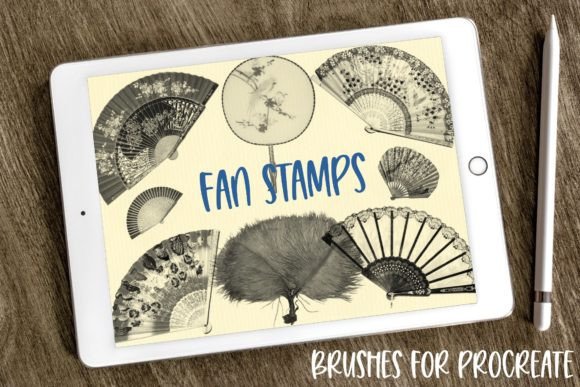 15 Vintage Hand Fan Brushes for Procreate