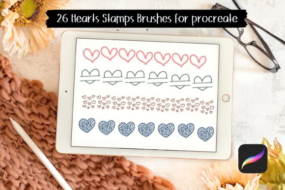 26 Hearts Stamps Brushes for Procreate: Integrating Heart Motifs into Your Digital Design Workflow