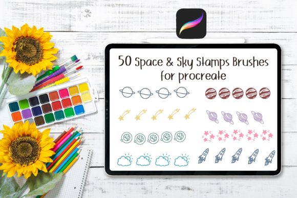 50 Space Stamps Brushes for Procreate