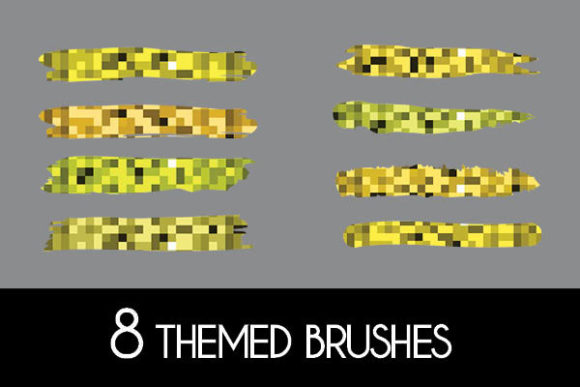 8 Yellow Pixel Themed Brushes Patterns