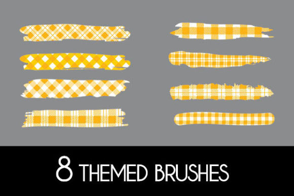 8 Yellow Plaid Themed Brushes Patterns for Creative Projects