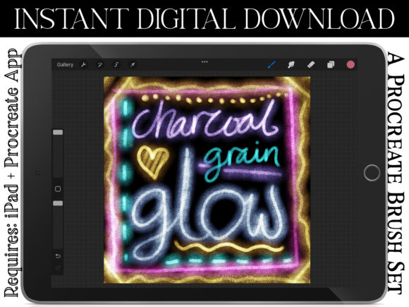 Charcoal Grain Glow Procreate Brushes